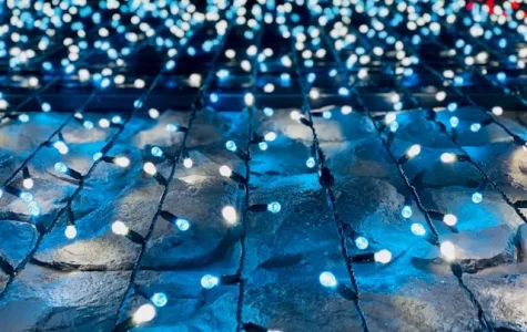 White and blue Christmas lights