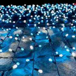White and blue Christmas lights